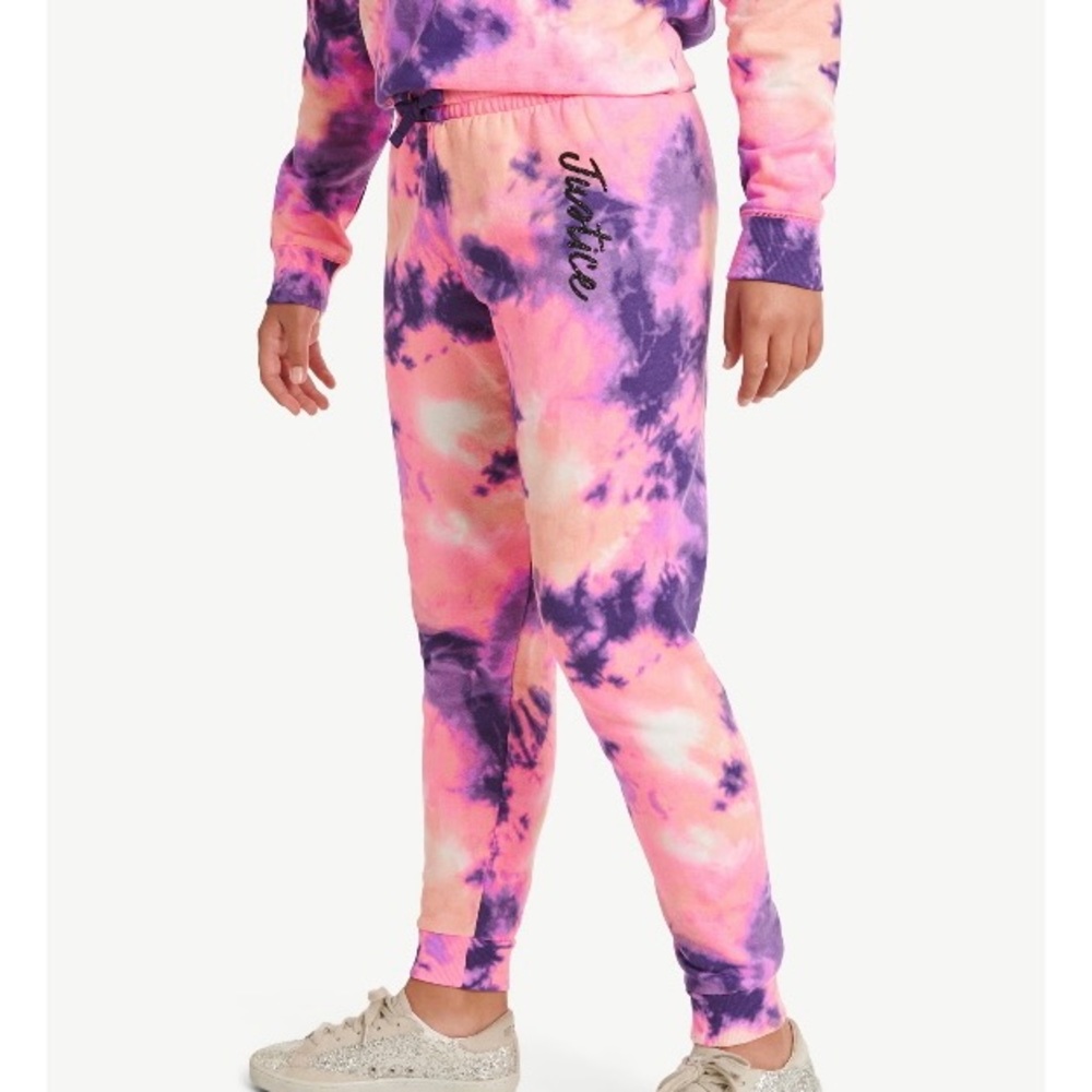 Justice Girls EDF Fleece bright dye effects jogger pants; size: Large(12-14)